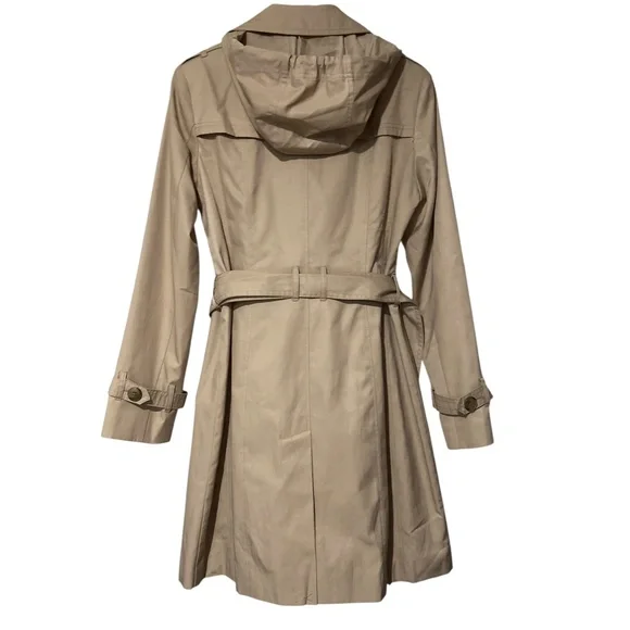 Cole haan khaki  belted hooded trench coat jacket - Picture 3 of 11